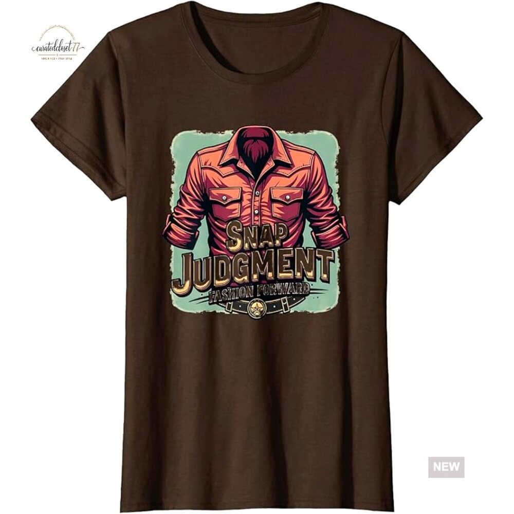 Women's Short Sleeve T-Shirt Pearl Snap Design Graphic Tee